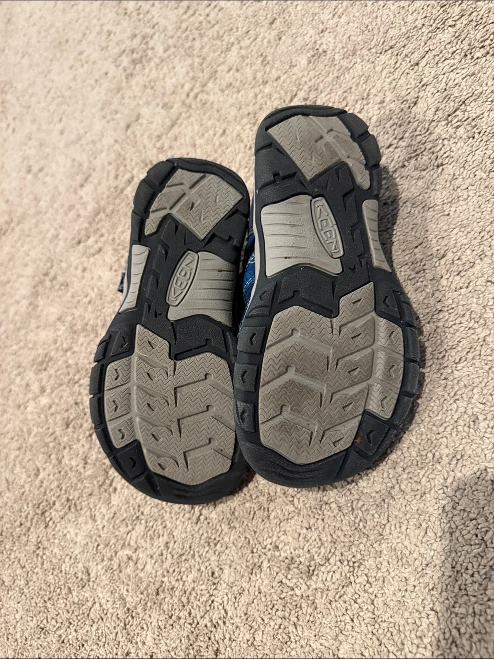 Kids Navy Blue Keen Sport Sandals with Orange Accents